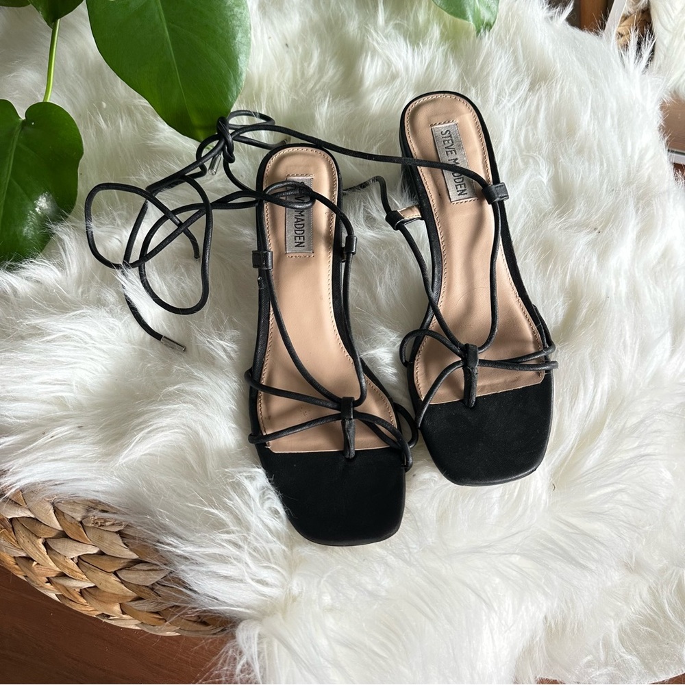 Steve Madden x Ivanna Black Strappy Sandals 8
